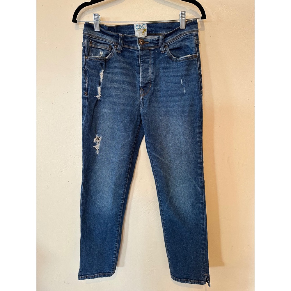 C&C California Womens Distressed Skinny Jeans Medium Wash Blue Size 8/29
